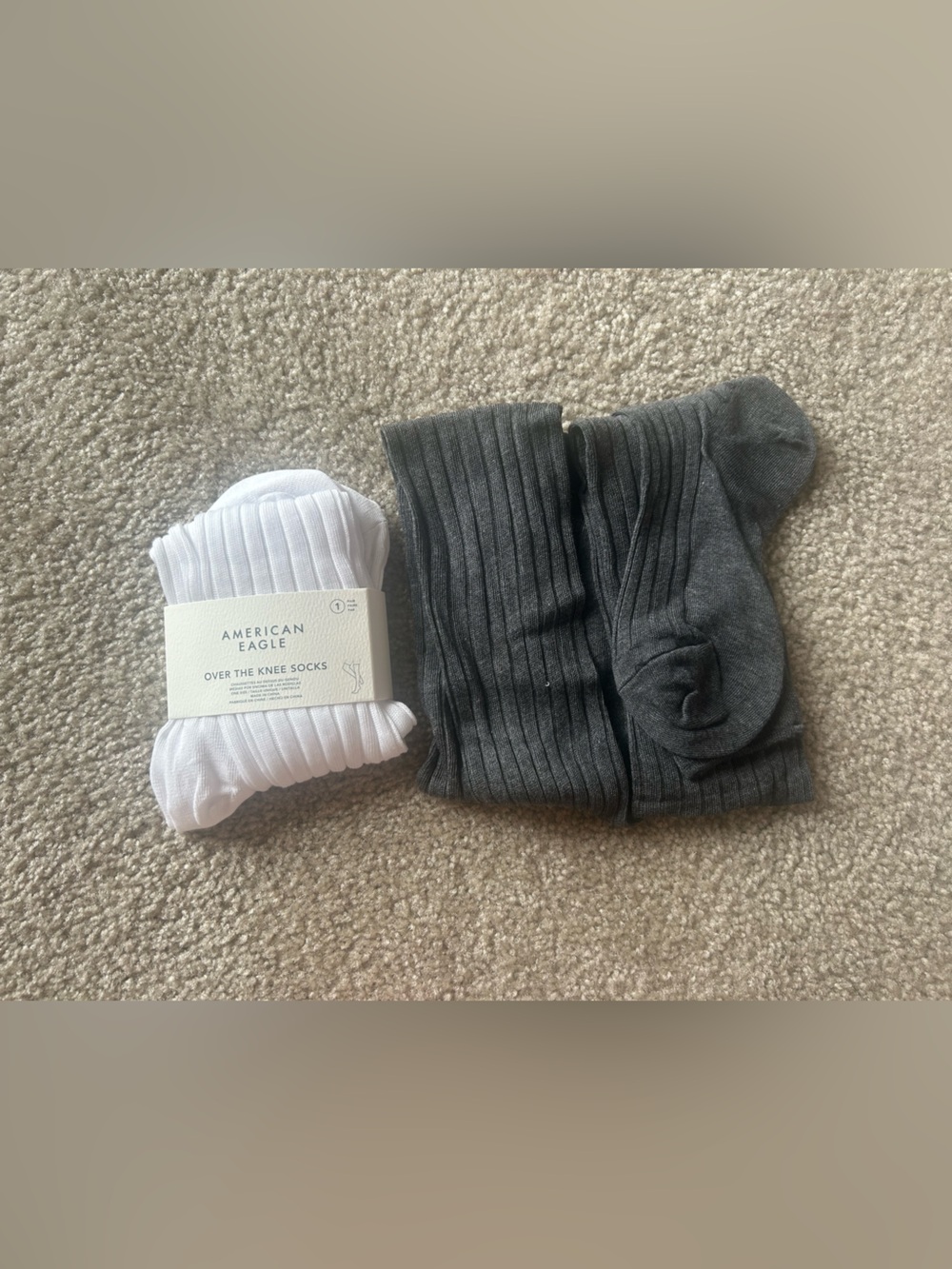 American Eagle Outfitters Women’s Over-the-Knee Socks - White & Gray